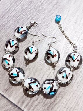 Handmade Glass Lampwork Beads Bracelet and Earrings set